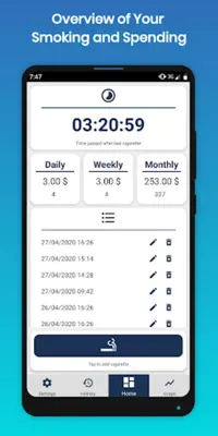 Cigarette Counter and Tracker android App screenshot 1